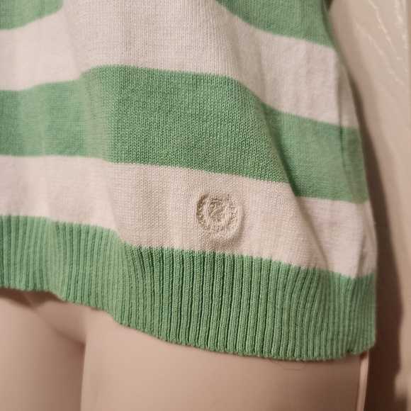 💕NWT IZOD Green and White Striped Sweater Size Small - Picture 4 of 9